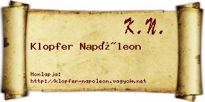 Klopfer Napóleon névjegykártya